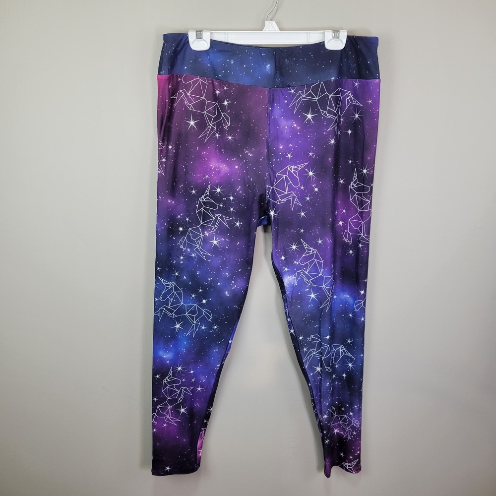 Dren Designs‎ Celestial Unicorn Polyester Spandex Ankle Leggings Extended Size